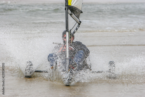 Blokart Racing Through the Sea with Water Splashes