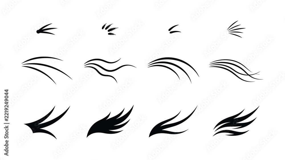 Fototapeta premium Various Abstract Arrow and Feather Style Line Design Elements Collection