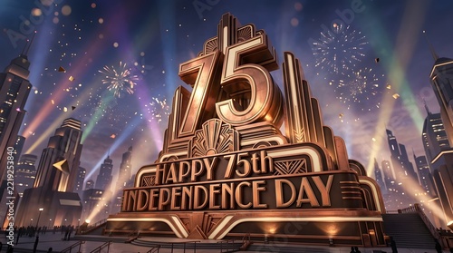 Art Deco 75th Independence Day Monument in City Plaza