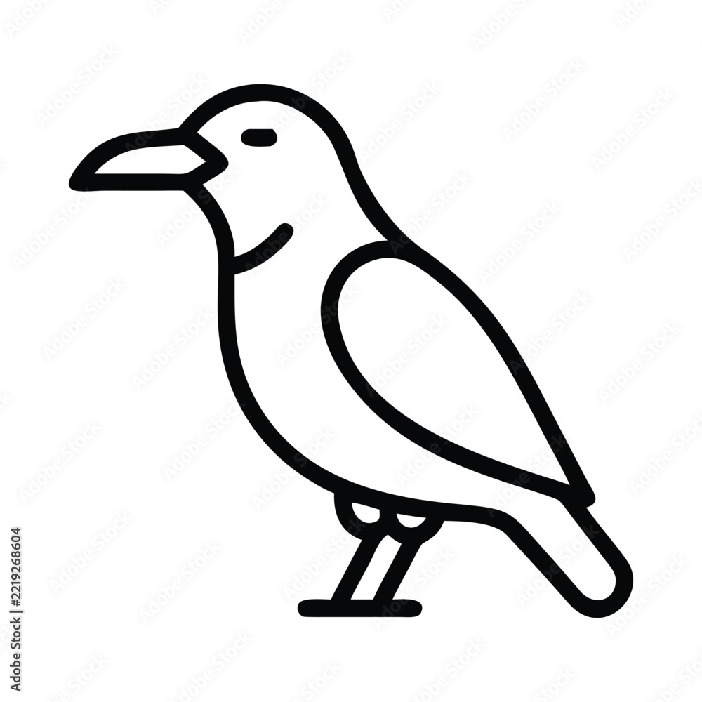 Fototapeta premium Raven Bird Vector Outline Icon Coloring Page Illustration
