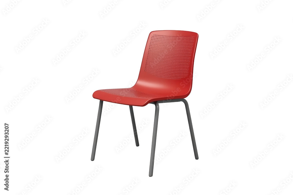 Obraz premium Bright Red modern dining chair isolated composition