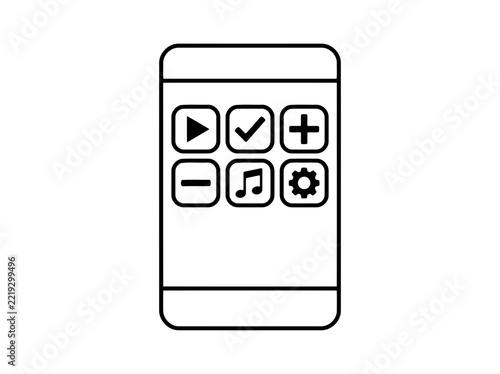 A minimal style modern smartphone interface or screen with six various unique application icons