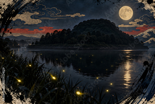 Fireflies Over the Moat of an Ancient Japanese Burial Mound