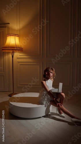A teenage girl in a cozy studio setting. Teenage girl concept.