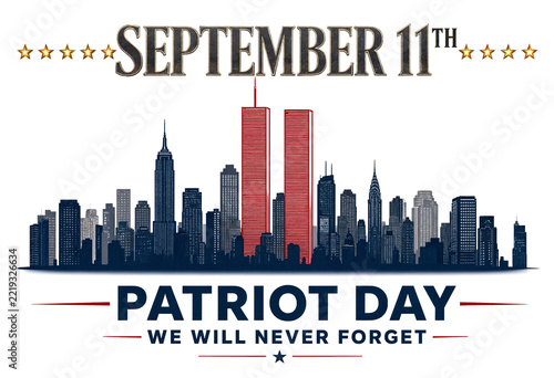 September 11th Patriot Day Memorial City Skyline Illustration Design