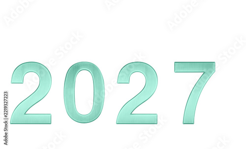 Textured Green 2027 digits isolated on clean white background. Elegant typography asset with copy space for web design, greeting card, presentation, and poster layout