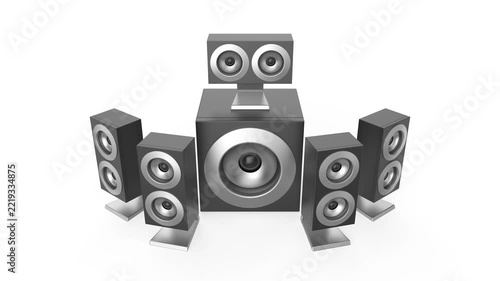 Modern surround speakers on white background