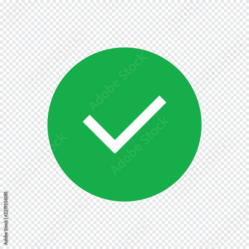 Green Check Mark Icon on Transparent Background
