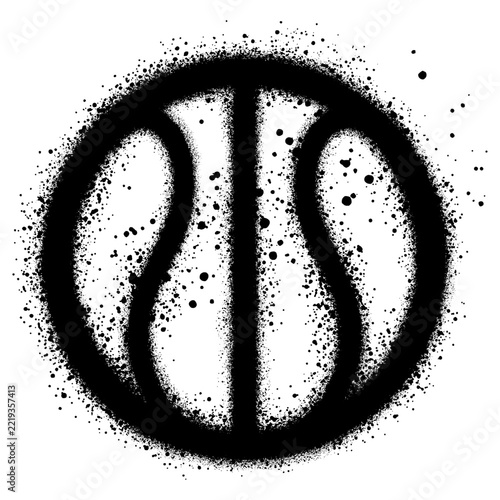 Graffiti basketball icon in urban graffiti style with black spray paint. vector illustration.