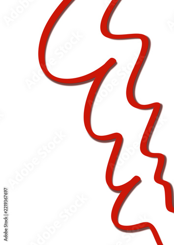 Red Abstract Bold Wavy Line Art Hand Drawn Grunge Element Isolated White Background