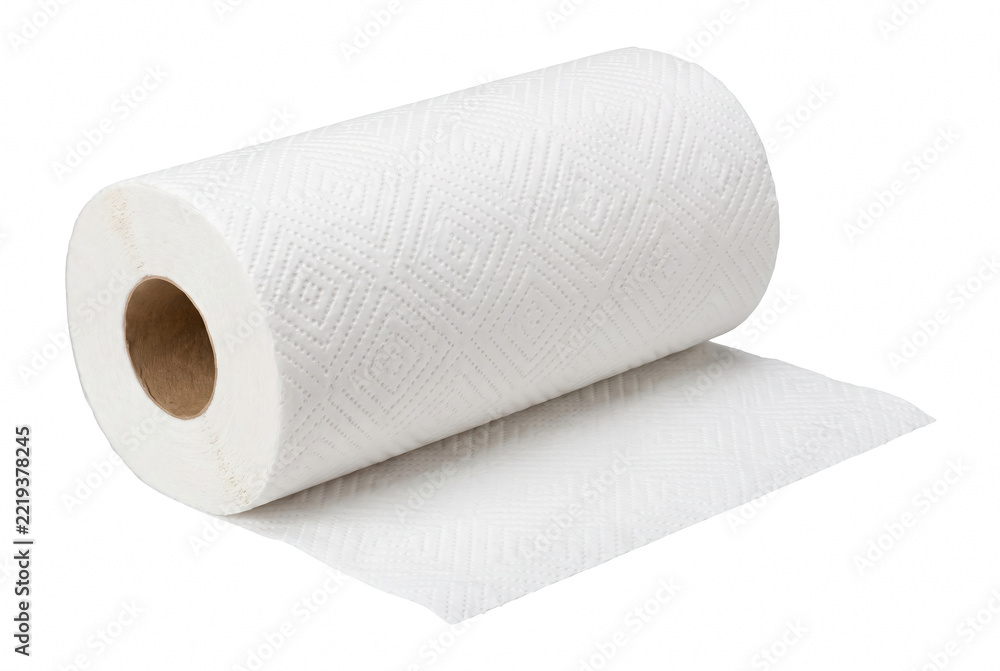 Fototapeta premium Roll of White Paper Towels with Embossed Diamond Pattern
