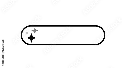Animated AI search bar icon with pill shape and sparkle stars, minimalist black outline on white background, intelligent search input field concept, seamless loop. 