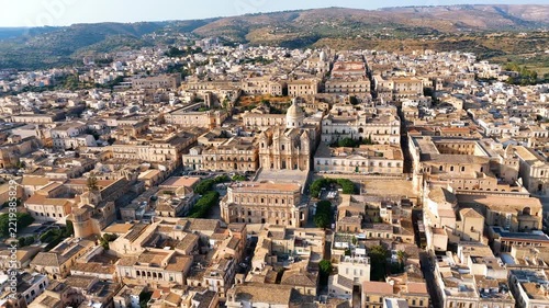 Noto Sicily Italy Drone Aerial, Baroque Cityscape & Historic Italian Architecture