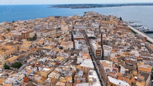 Ortigia Siracusa Sicily Italy Drone Aerial, Historic Island & Mediterranean Coastline