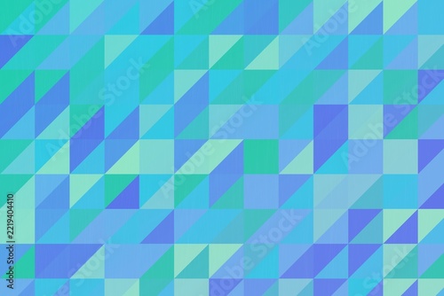 Abstract geometric background, with a pattern, of triangles in, shades of blue, green, and turquoise, creating a vibrant, and colorful mosaic effect