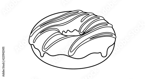 Simple outline vector of a glazed pastry donut