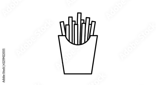 Minimalist vector icon of french fries in a box