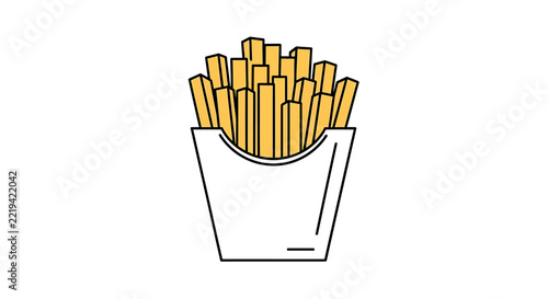 Line art vector illustration of french fries in a carton