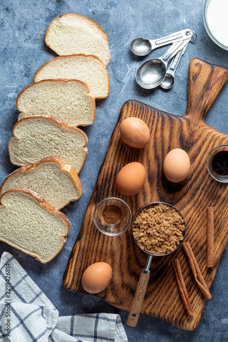 Ingredients for making brown Sugar Butter Pecan French Toast.