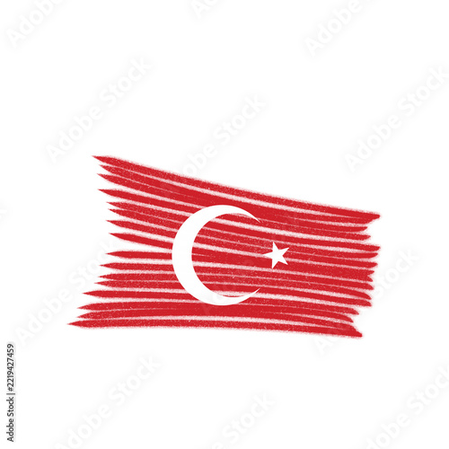 Sharp Thin Sketchy Line Turkey Flag Illustration