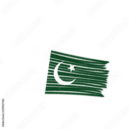 Sharp Thin Sketchy Line Pakistan Flag Illustration