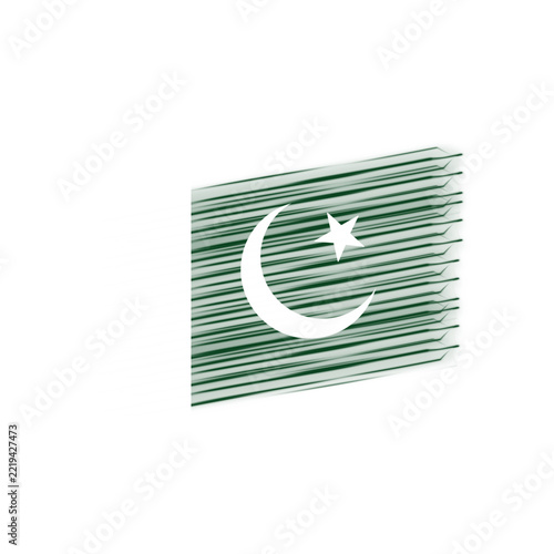 Sketchy Horizontal Line Textured Edge Curved Ribbon Pakistan Flag Graphic Flag Illustration