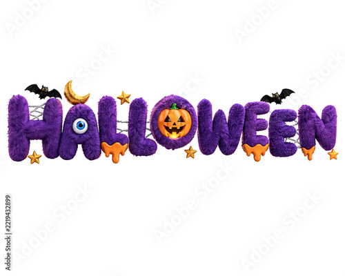 Playful, fluffy Halloween-themed pun on a white background	