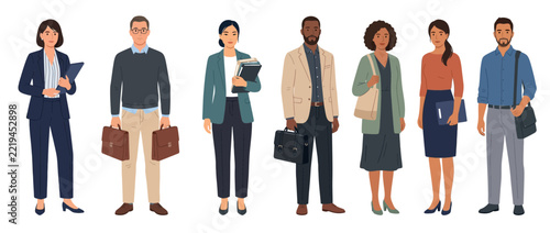 Diverse Business Professionals Standing Together, Ready for Work