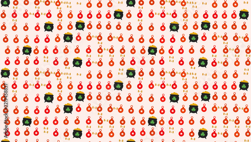 Fotografie St. Patrick's Day Pattern with Pots of Gold and Shamrocks