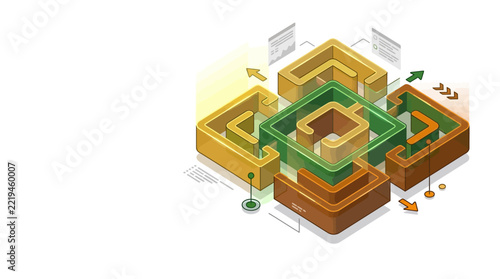 Abstract 3D Labyrinth with Arrows, Strategy and Solution Concept