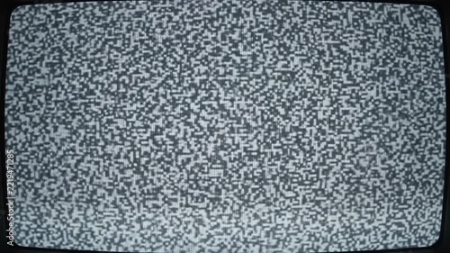 Black and White Analog TV Static Noise Overlay with Screen Flicker