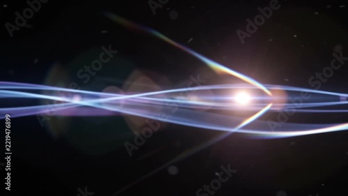 Colorful Neon Light Waves Overlay with Cinematic Lens Flare