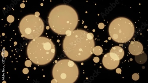 Golden Bokeh Light Overlay with Floating Glowing Particles