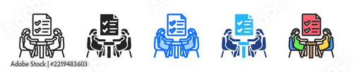 Review Meeting Icon Set Multiple Style Collection