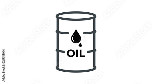 Black oil barrel icon with liquid drop