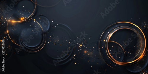 Abstract background with circles and lines in dark colors a banner or poster on a technology theme, web elements template, Generative AI