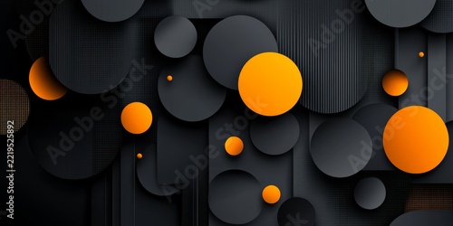 Abstract background with dark circles and lines template for corporate business mockup illustration, technology concept, Generative AI