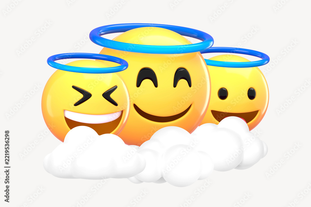 Fototapeta premium 3D smiling angel emoticons, religious illustration