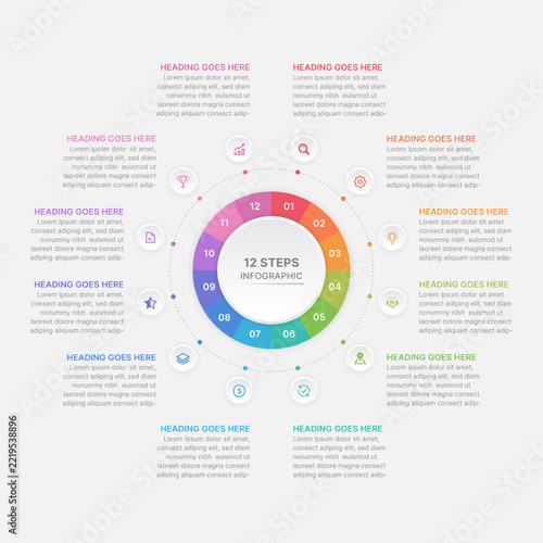 12 Steps Circular Cycle Business Infographic Process Diagram Template