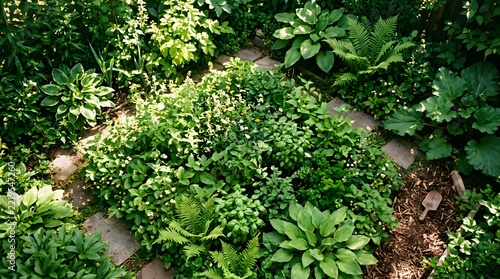 Nature background of sunlit green leaves in summer garden for spring cover page, greenery environment, and ecology wallpaper design