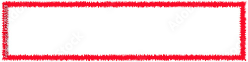 Simple red rectangular frame with a rough textured, hand-drawn style border outline, isolated on a white background.