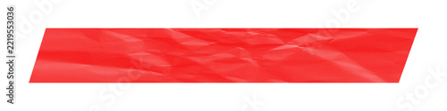 horizontal strip of bright red crumpled paper with a textured surface, isolated on a clean white background