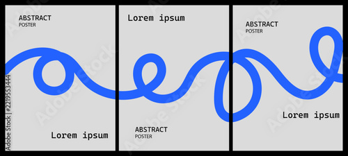 A series of three frames displays a vibrant blue line gracefully winding and looping across a neutral gray backdrop alongside digital data and precise timestamps