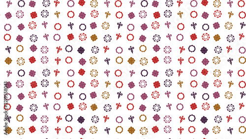 Seamless pattern of casino chips and scissors icons
