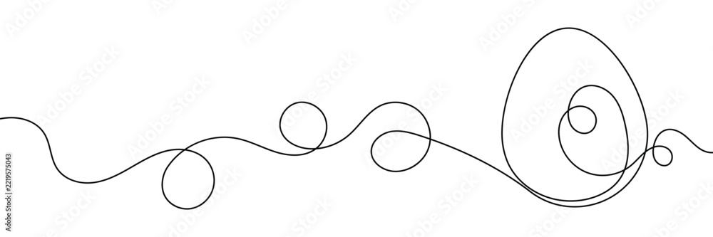 Fototapeta premium Easter egg line art hand drawing. Easter egg one line drawing. Vector outline Easter Egg.