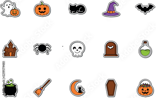 Extensive halloween sticker collection a diverse mix of spooky elements including pumpkins ghosts skulls and witch hats for festive decorations and crafts
