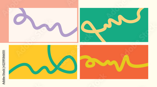 Abstract colorful wavy lines pattern design set