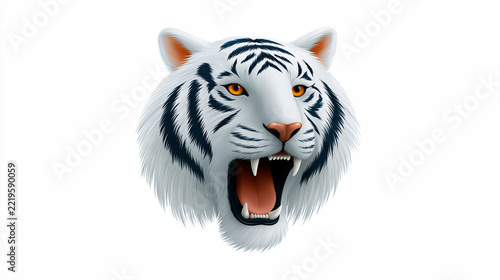 Roaring white tiger head illustration for wildlife mascot and fierce animal design