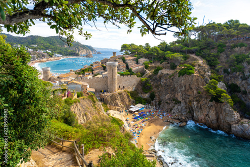 view on old town of Tossa de Mar on Costa Brava in Spain