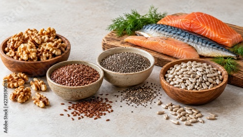 salmon seeds and nuts illustrate polyunsaturated fat nutrition